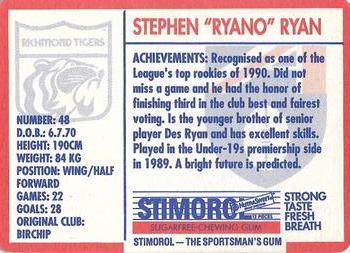 1991 Scanlens Stimorol #119 Stephen Ryan Back